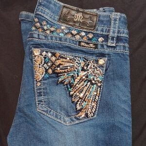 Miss Me Women's Blue Jeans with Sequin Detail